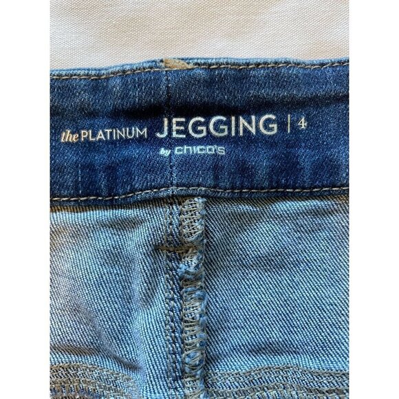 Chicos The Platinum Jegging Size 4 /US Sz XXL 22 Distressed Denim Jeans Stretchy - Picture 6 of 12